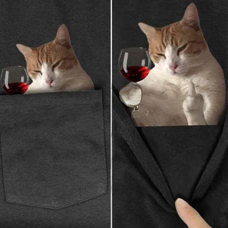 🔥50% Off🔥😾Pocket Middle Finger Cat T-Shirt🖕