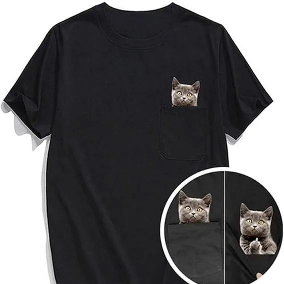 🔥50% Off🔥😾Pocket Middle Finger Cat T-Shirt🖕