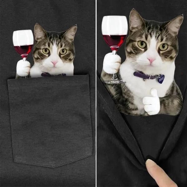 🔥50% Off🔥😾Pocket Middle Finger Cat T-Shirt🖕
