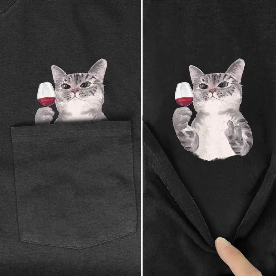 🔥50% Off🔥😾Pocket Middle Finger Cat T-Shirt🖕