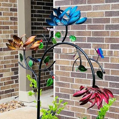 Multi Colored Flowers Wind Spinner