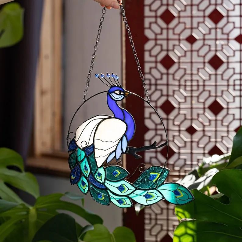 🔥Hot Sale🔥🦚Peacock Stained Glass Suncatcher