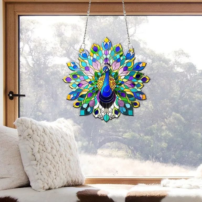 🔥Hot Sale🔥🦚Peacock Stained Glass Suncatcher