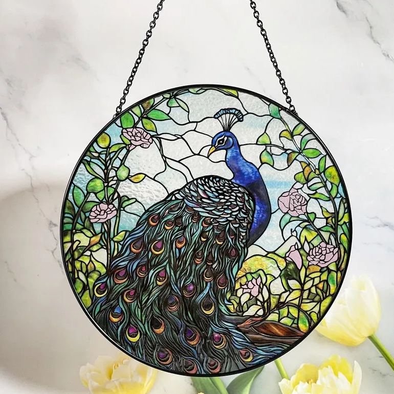 🔥Hot Sale🔥🦚Peacock Stained Glass Suncatcher