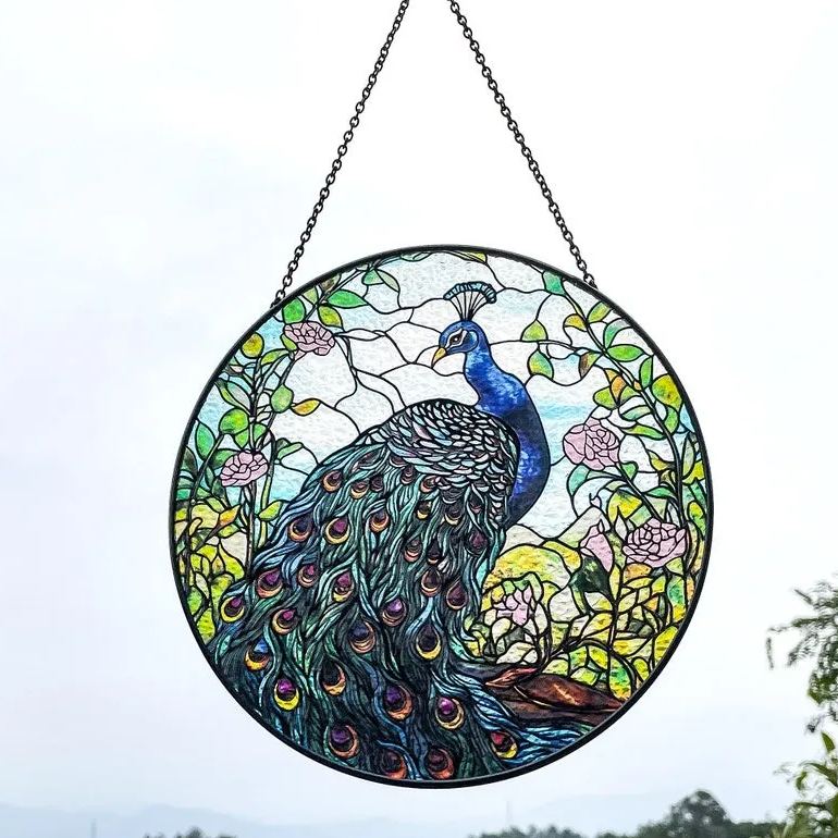 🔥Hot Sale🔥🦚Peacock Stained Glass Suncatcher