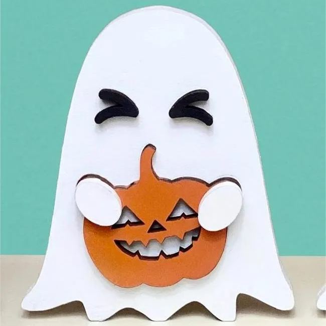 🔥Hot Sale 50% Off🔥👻Hand Painted Halloween Wood Ghost Decor
