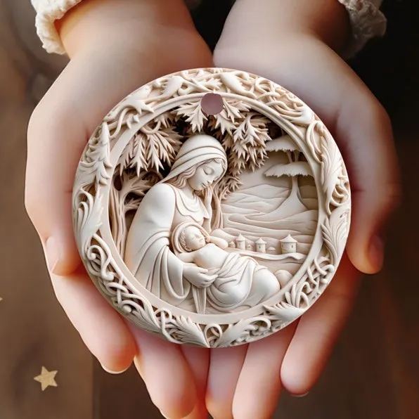 🔥Hot Sale 50% Off🔥🎄Imitated 3D Image Christmas Ceramic Disc Decoration