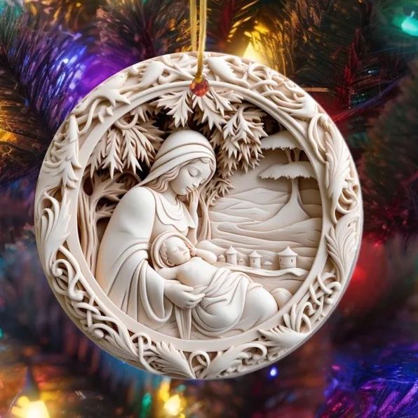 🔥Hot Sale 50% Off🔥🎄Imitated 3D Image Christmas Ceramic Disc Decoration