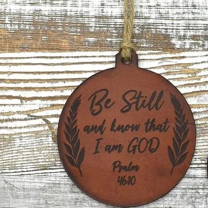 Leather Bible Verse Ornament - Christmas Gift