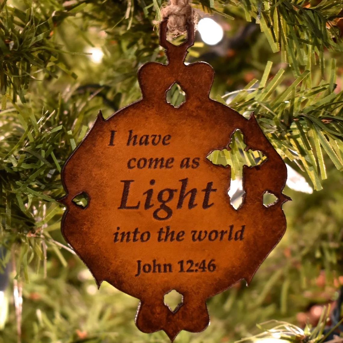 Leather Bible Verse Ornament - Christmas Gift