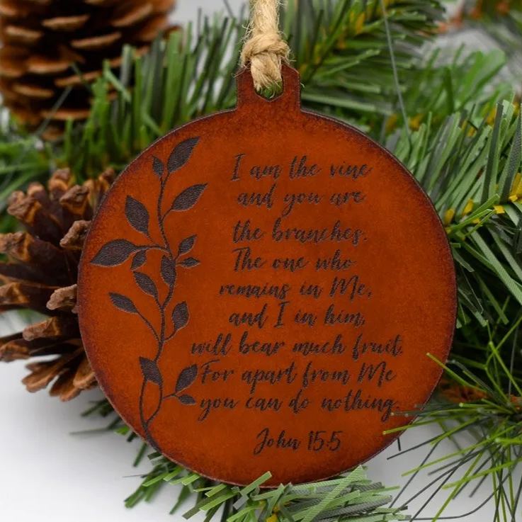 Leather Bible Verse Ornament - Christmas Gift