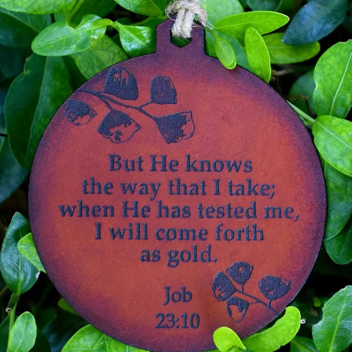 Leather Bible Verse Ornament - Christmas Gift