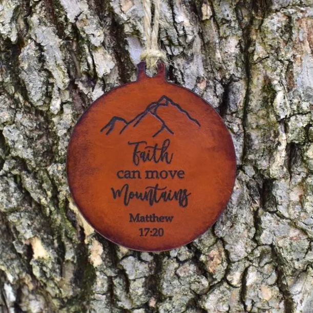 Leather Bible Verse Ornament - Christmas Gift
