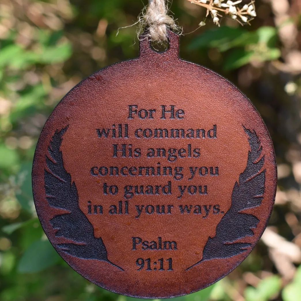 Leather Bible Verse Ornament - Christmas Gift