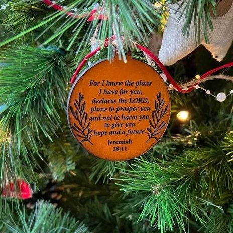 Leather Bible Verse Ornament - Christmas Gift