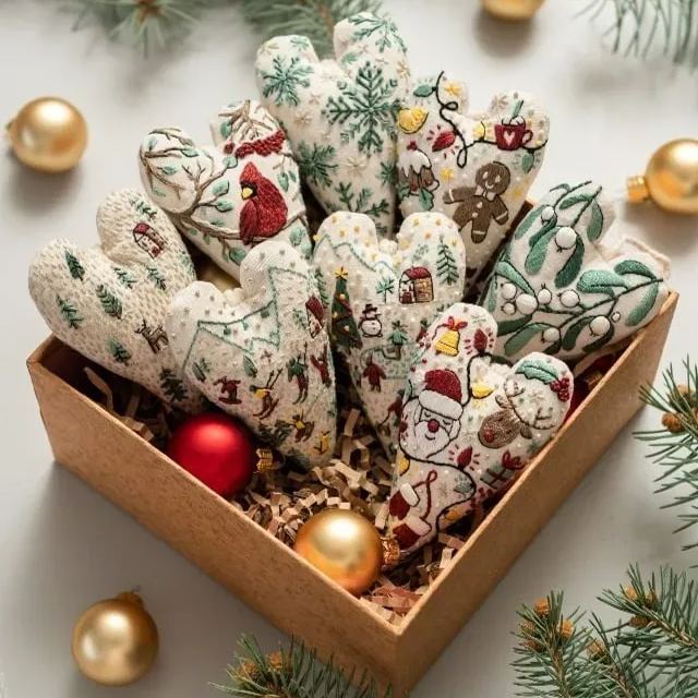 🧵DIY Heart Shaped Christmas Ornament Embroidery Kit🎅