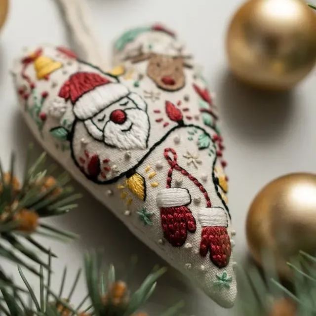 🧵DIY Heart Shaped Christmas Ornament Embroidery Kit🎅