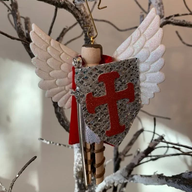 Wooden Archangel Guardian Ornament