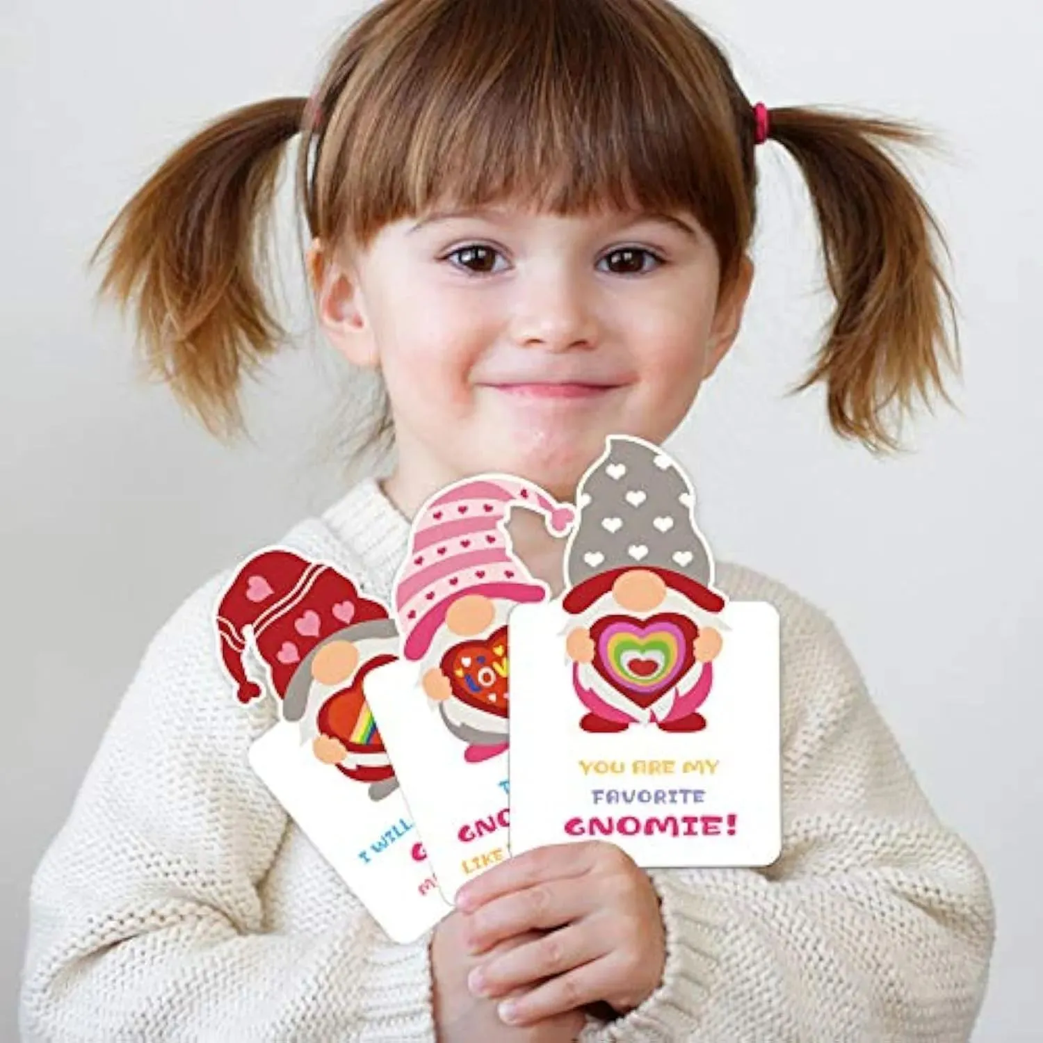 🎁24 Pack Gnomes Heart Erasers Valentine Card