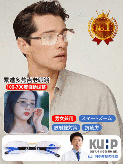 累進多焦点遠近両用老眼鏡