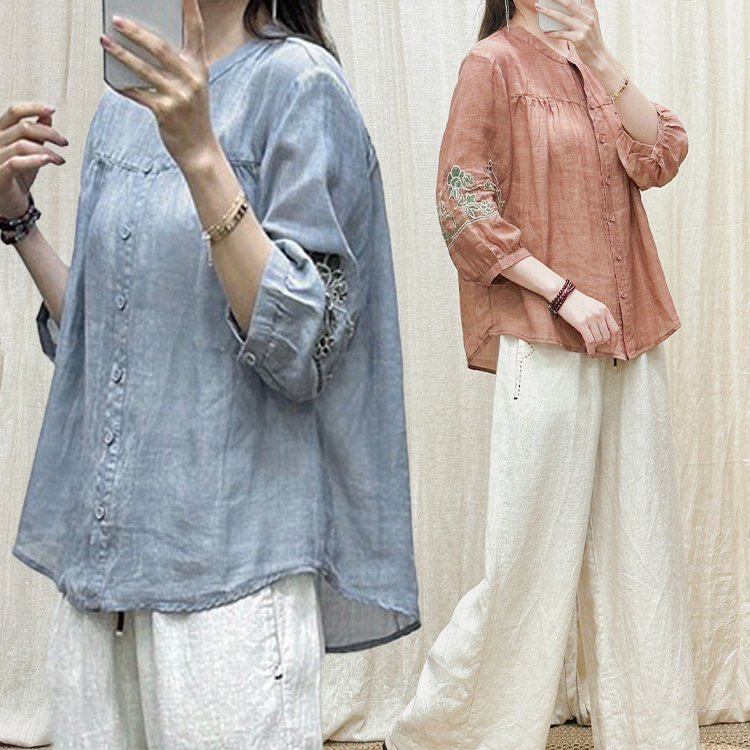 綿麻ブラウス