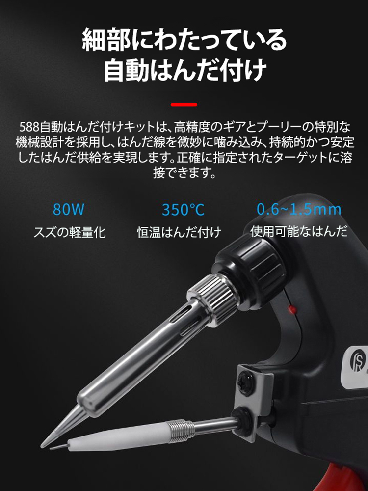 【本日注文して錫線を送る】ハンダガン8点セットを手にする