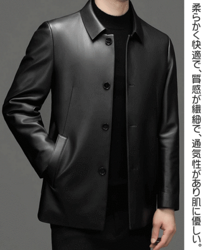 高級ミドル丈羊革ジャケットメンズ