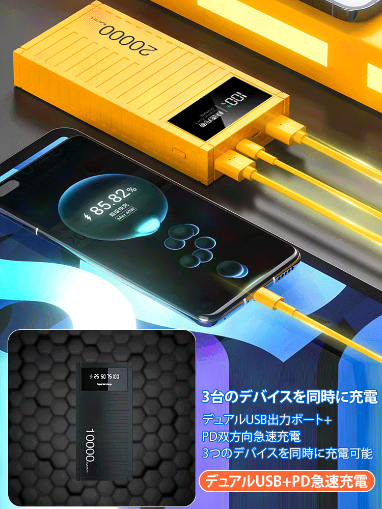 【20000mAh】急速充電66Wモバイルバッテリー