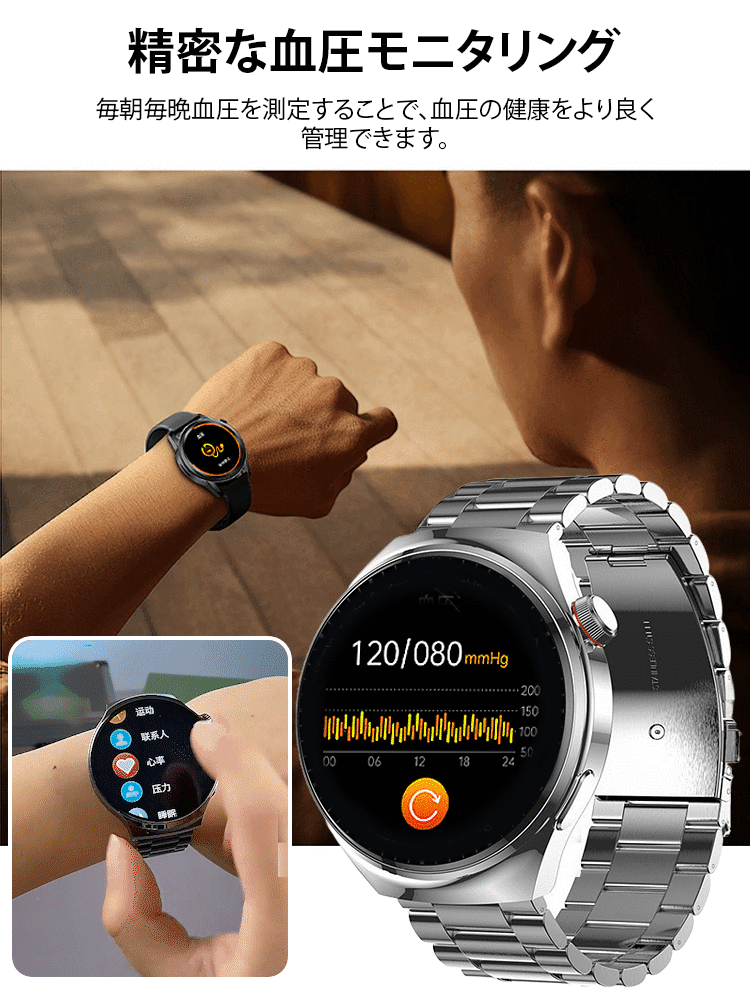 スチールバンドWatch4 Pro血糖測定スマートウォッチ