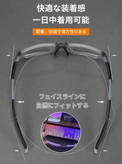 スポーツ対応遠近両用調光変色老眼鏡