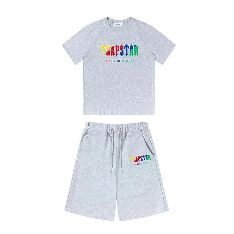 TRAPSTAR Chenille Decoded Chort Set-candy Flavours gray