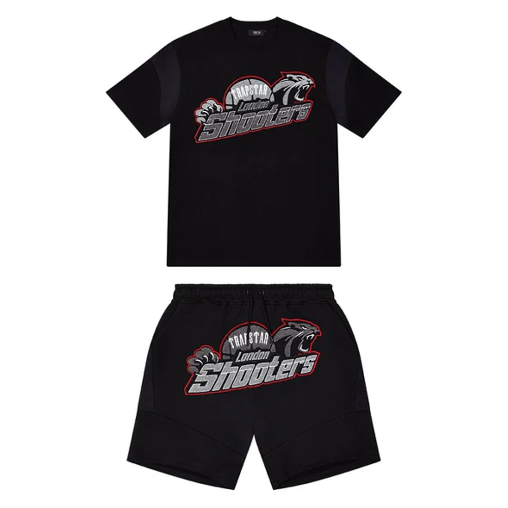 TRAPSTAR SHOOTERS SHORT SET - BLACK / RED