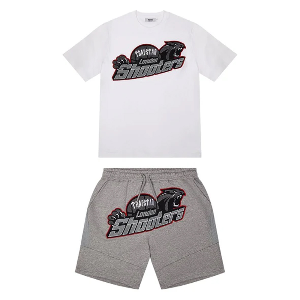 TRAPSTAR SHOOTERS SHORT SET - WHITE / GREY / RED
