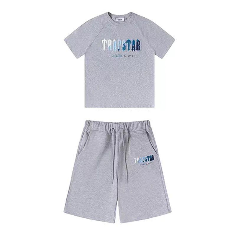 TRAPSTAR Chenille Decoded Chort Set-ice Flavours Gray