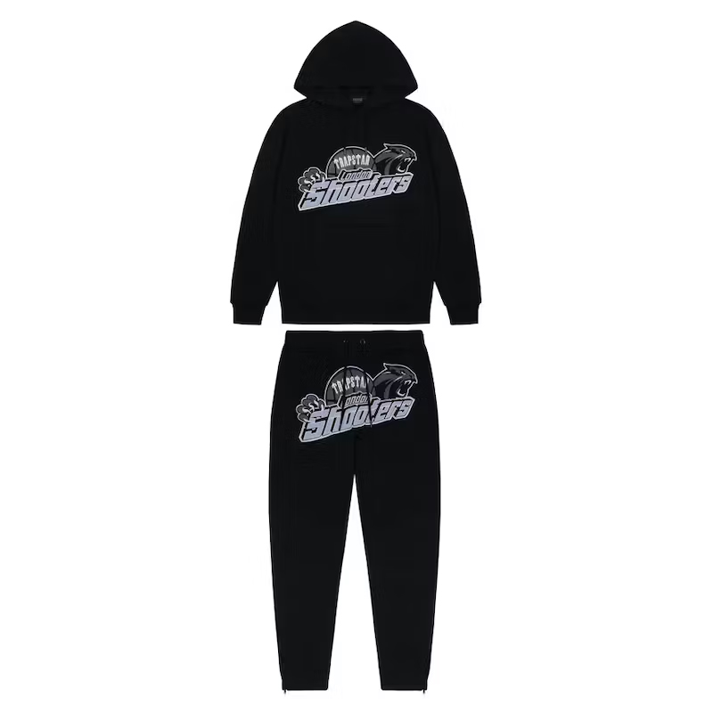Trapstar Shooters Hooded Tracksuit-BLACK-SKYBLUE