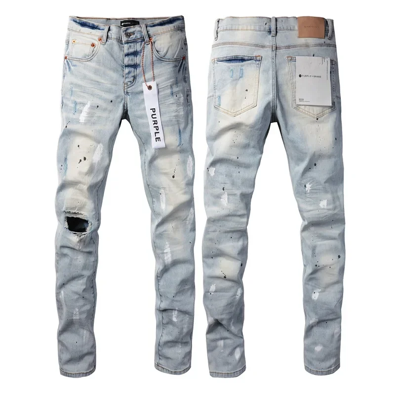 Jeans American High Street Blue Distressed Distressed 2024 New Fashion Trend High Quality Jeans
