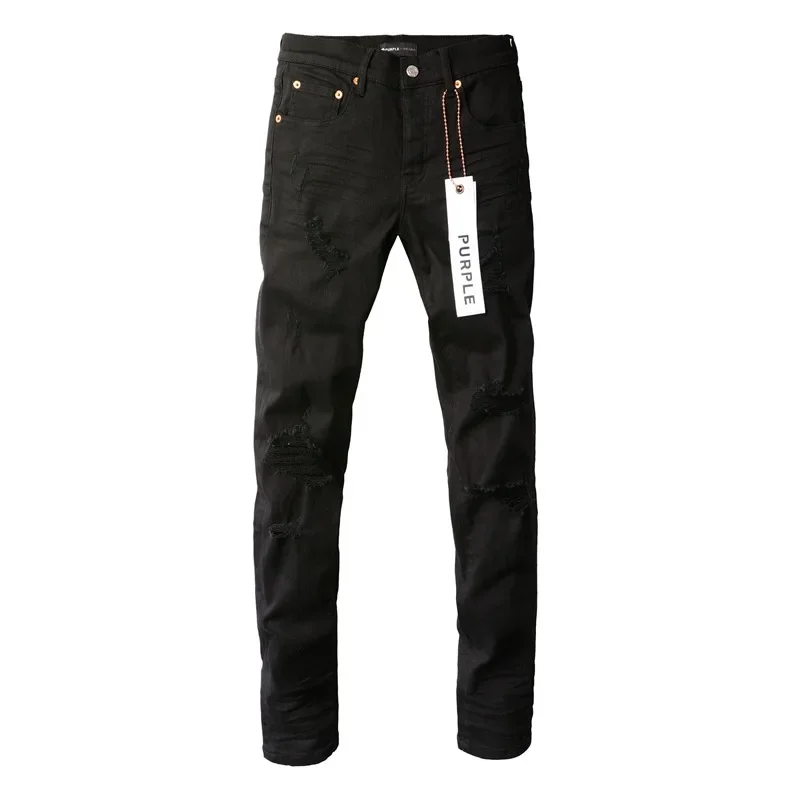 jeans American high street black distressed 9022 2024 New Fashion Trend High quality Jeans