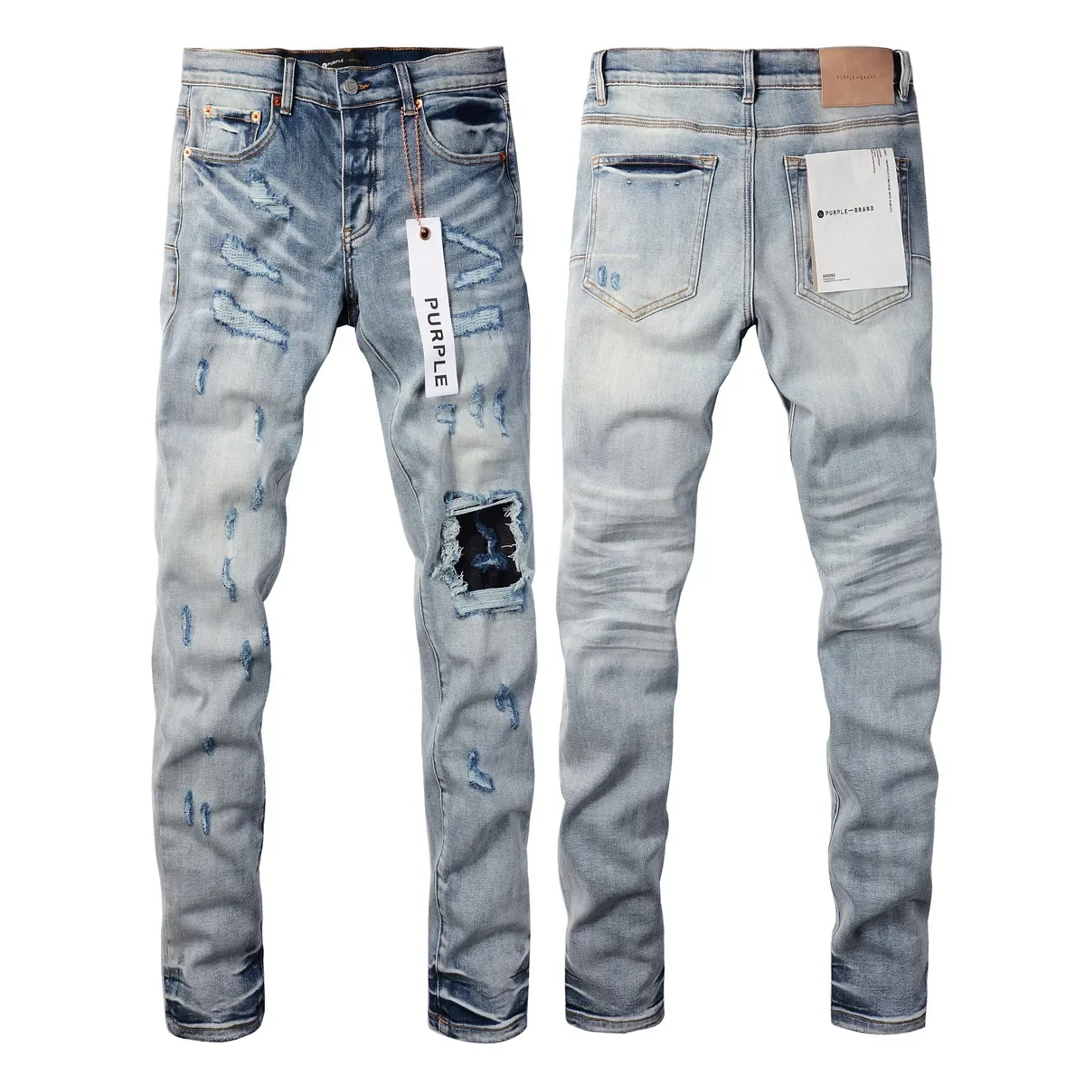 Jeans American High Street Blue Ripped Patch Light 2024 New Fashion Trend High Quality Jeans