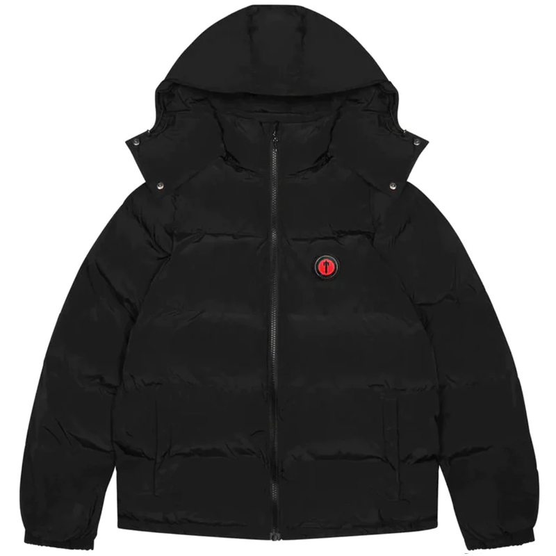 TRAPSTAR DETACHABLE HOODED PUFFER JACKET-Black Red