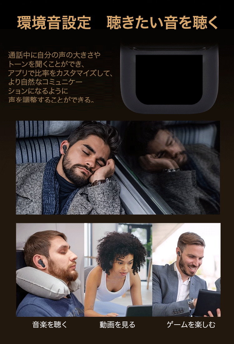 スクリーン搭載Bluetoothワイヤレスイヤホン