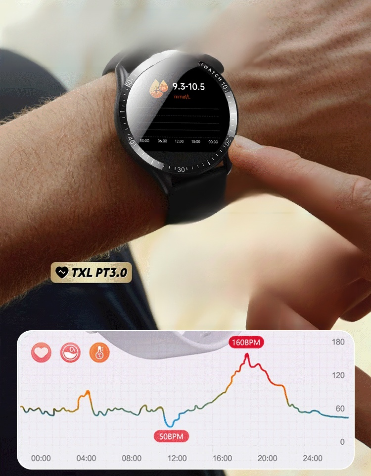 新型ウルトラスリムBluetoothボイス血糖ウォッチ