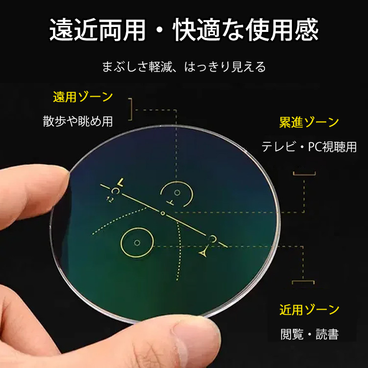 ブルーライト対策のリムレス老眼鏡