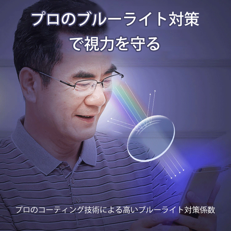 ブルーライト対策のリムレス老眼鏡