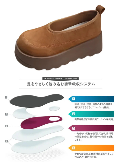 ラウンドトゥ厚底スリッポン