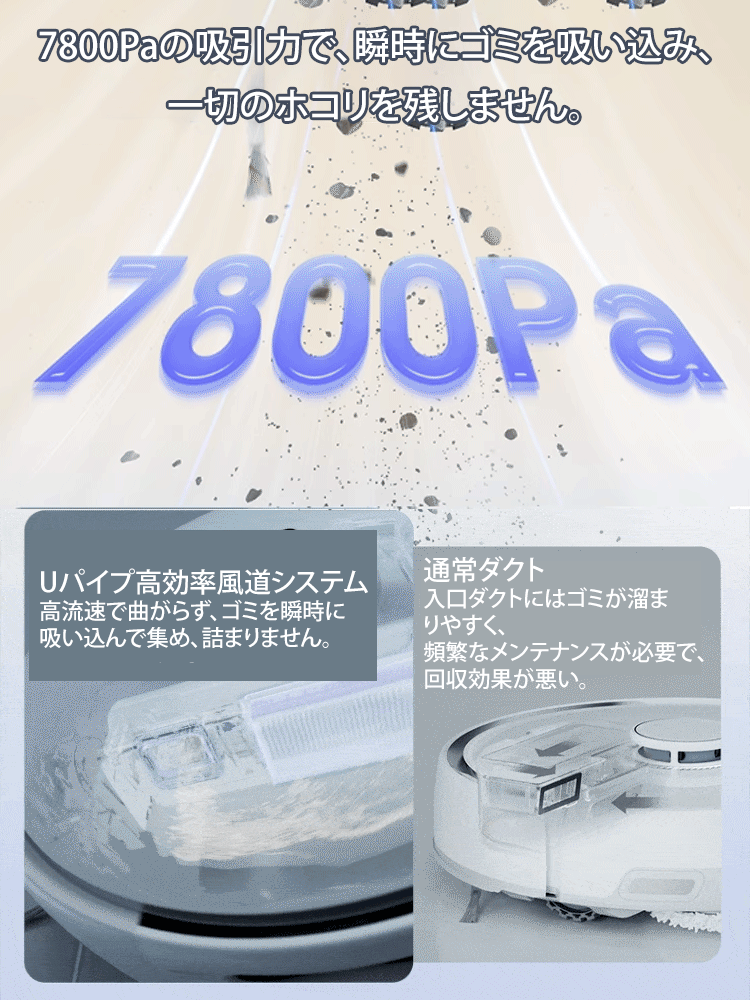 低騒音強力除菌ロボット掃除機