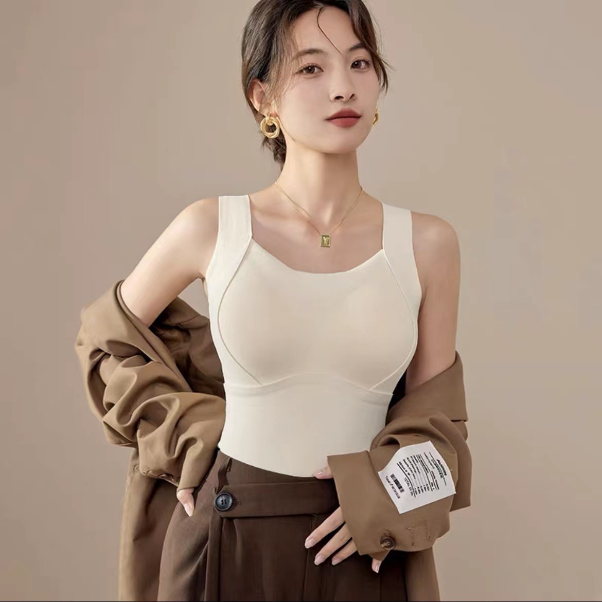 ブラジャー不要カシミヤシルク保温キャミソール