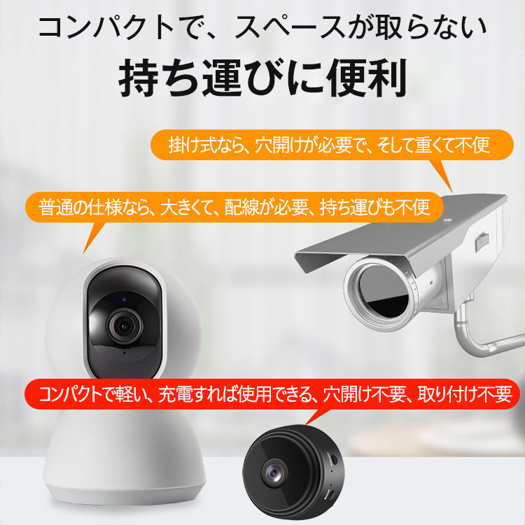 【Wifi 防犯カメラ】高画質、暗視機能、音声付き、設置簡単