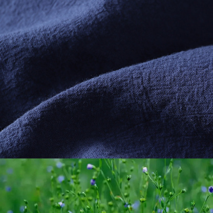 【リネンTシャッ】生地は麻100%を使用、ヘンリーネックでシンプルお洒落に!