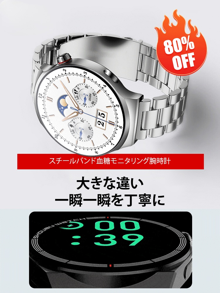 スチールバンドWatch4 Pro血糖測定スマートウォッチ