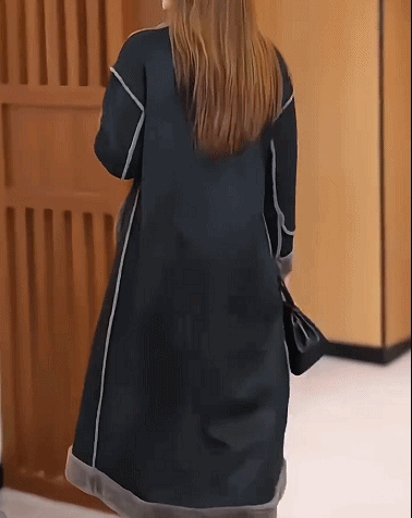 ファー付きロングムートンコート
